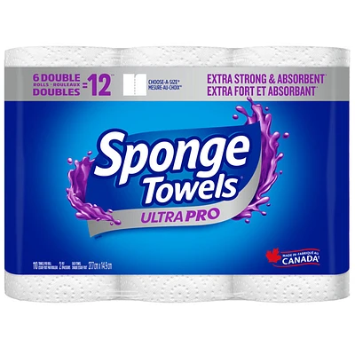 SpongeTowels Ultra Pro Paper Towels Choose-A-Size - 6 Double Rolls