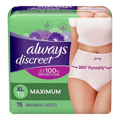 Always Discreet Maximum Protection Incontinence Underwear - Extra Large - 15's