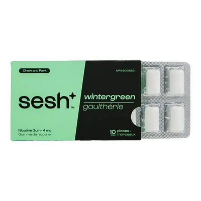 Sesh+ Nicotine Chewing Gum - Wintergreen - 4mg - 10's