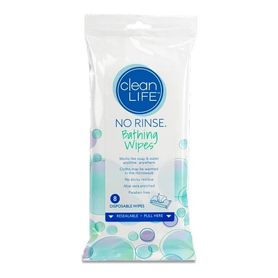 CleanLife NO RINSE Cleaning Wipes - 8's