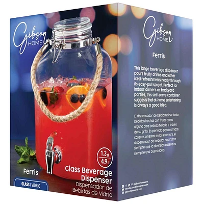Ferris Drink Dispenser with Lid - Clear - 1.3 Gallon