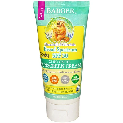 Badger Baby Zinc Oxide Sunscreen Cream - SPF 30 - 87ml
