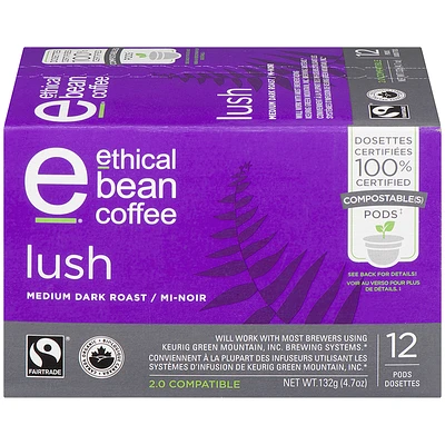 Ethical Bean Coffee - Lush Medium Dark Roast - 12s