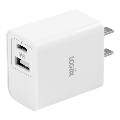 LOGiiX Power Cube 30 Duo USB-A & USB-C Power Adapter - White - LGX-13351