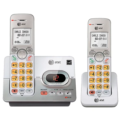 AT&T 2 Handset Cordless Phone Answering System with Caller ID/Call Waiting - White - EL52203