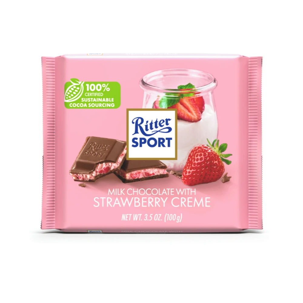 Ritter Sport - Milk Chocolate With Strawberry Creme - 100g
