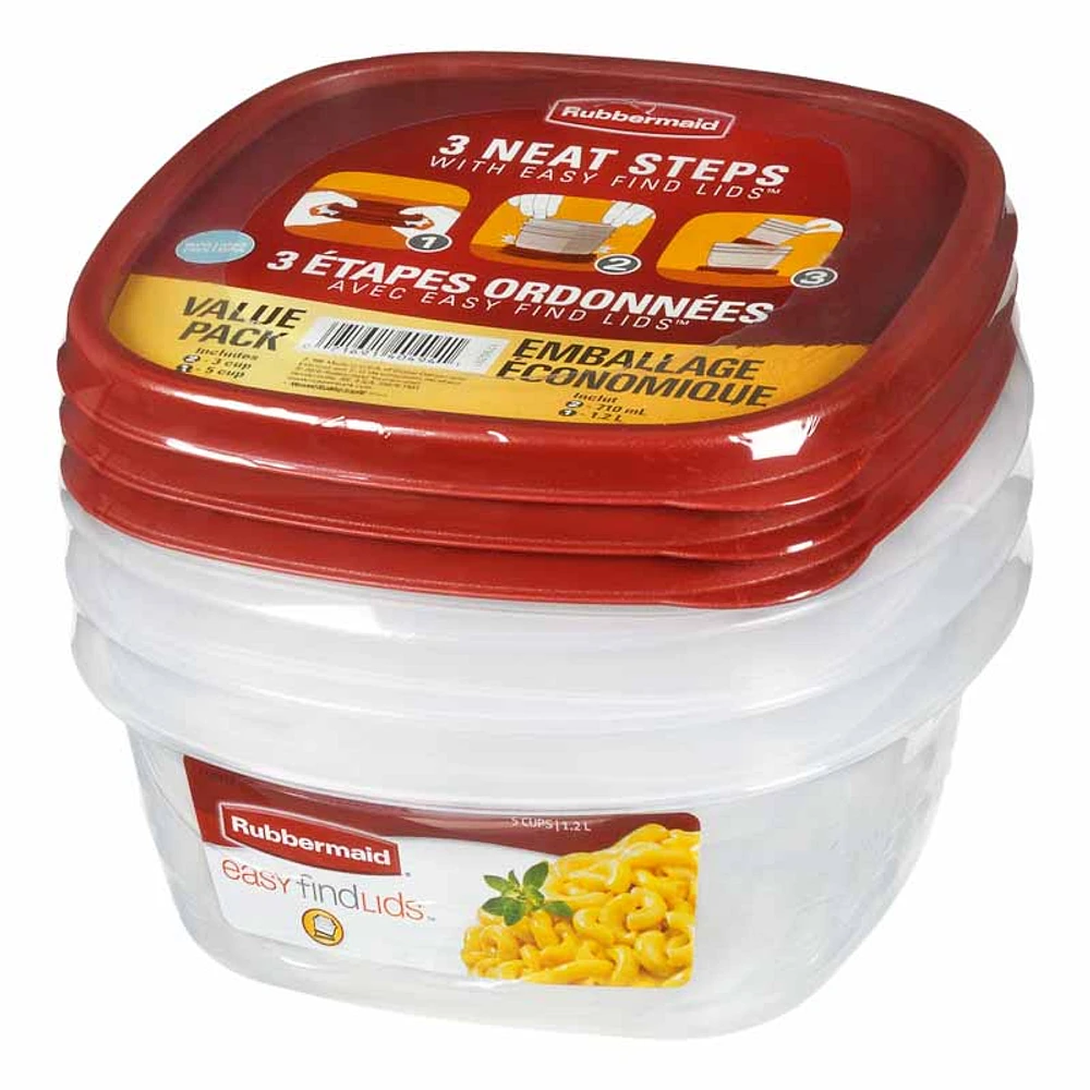 Rubbermaid Easy Find Lids Set - Square - 3 pack