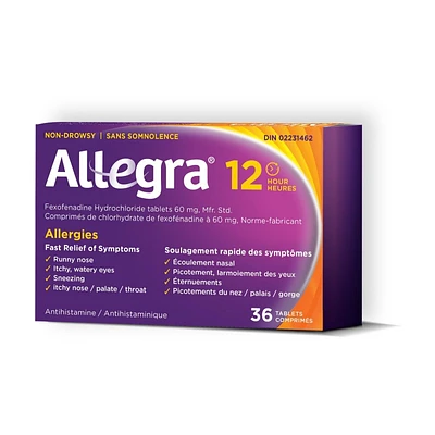 Allegra 12 Hour Antihistamine - Non-Drowsy - 36s