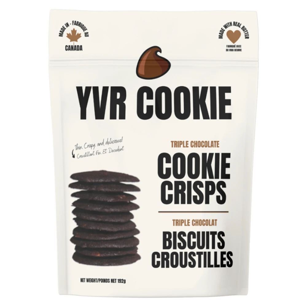 YVR COOKIE's Cookie Crisps - Triple Chocolate Biscuits - 192g