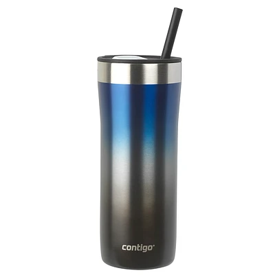 Contigo Streeterville Stainless Steel Tumbler with Straw - Black / Navy Blue - 24oz