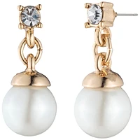 Anne Klein Drop Pearl Earrings - White