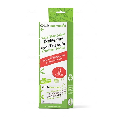 OLA Bamboo Eco-Friendly Dental Floss - 3x30m