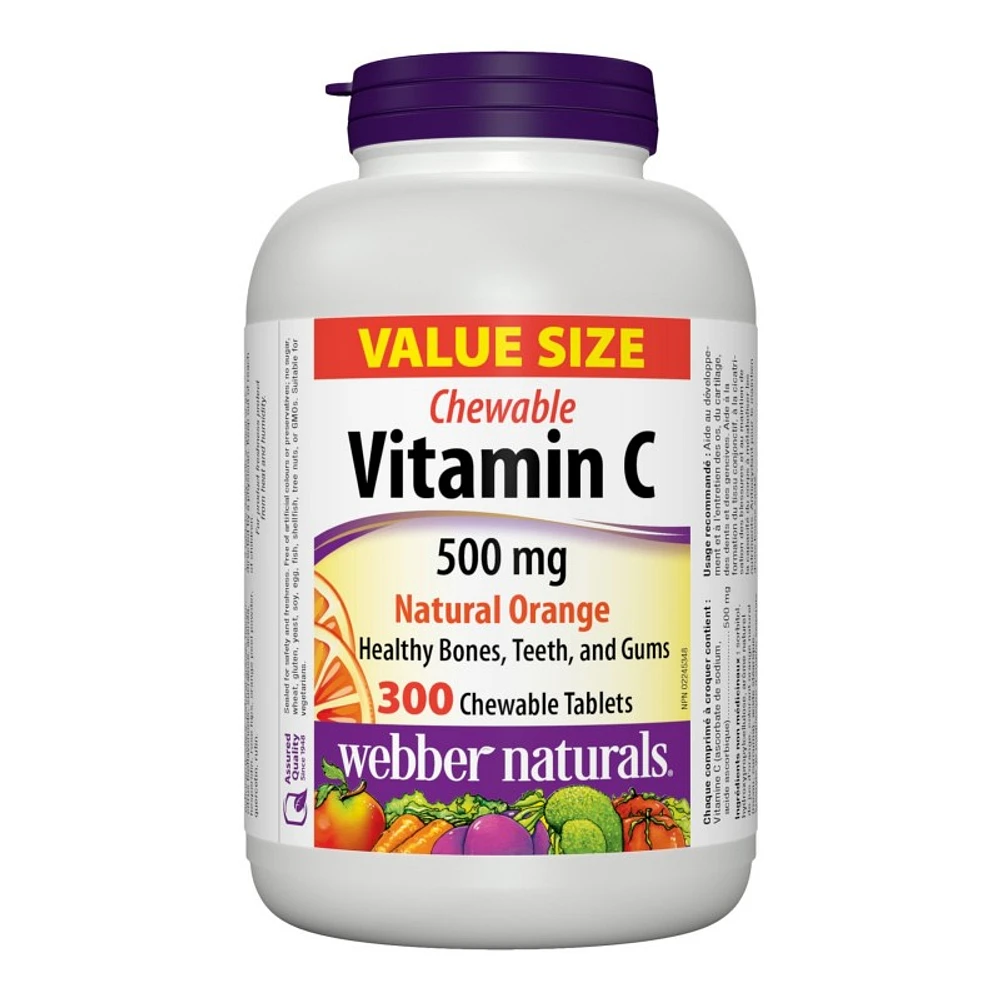 Webber Naturals Natural Orange Vitamin C Chewable Tablets - 500mg