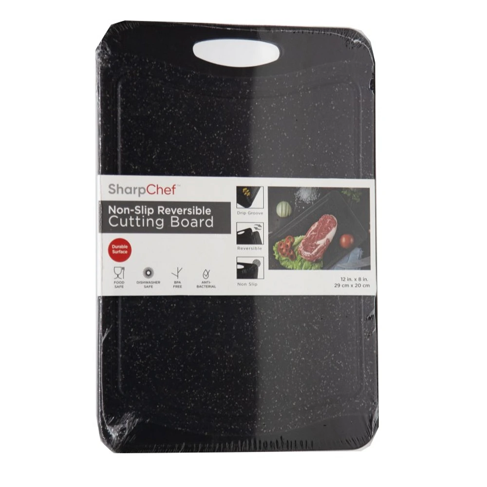 SharpChef Non-Slip Reversible Cutting Board - Black - 12x8 Inch