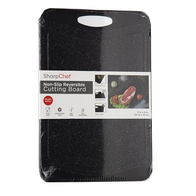 SharpChef Non-Slip Reversible Cutting Board - Black - 12x8 Inch