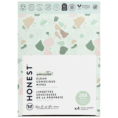 Honest Sensitive Baby Cleaning Wipes - Geo Mood - 4 x 72's