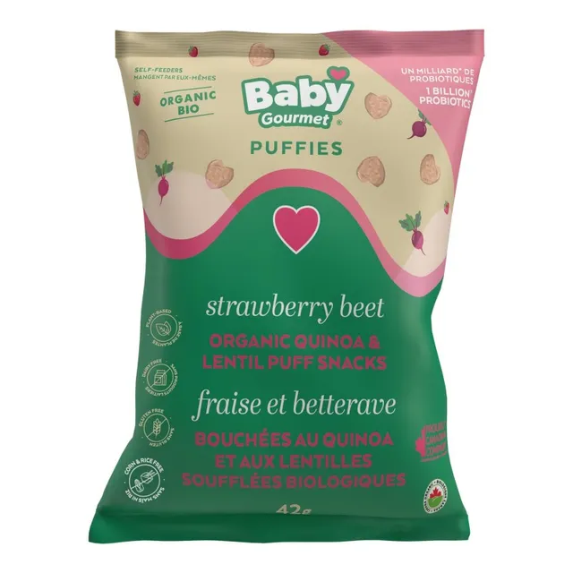 Baby Gourmet Puffies Quinoa and Lentil Puff Snacks - Cheesy Broccoli - 42g