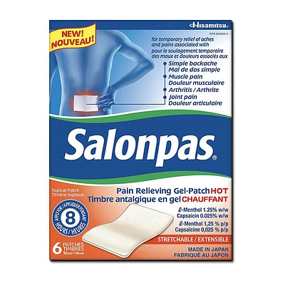 SalonPas Pain Relieving Gel-Patch Hot - 6s