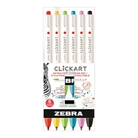 Zebra ClickArt Felt Tip Marker - 6 piece