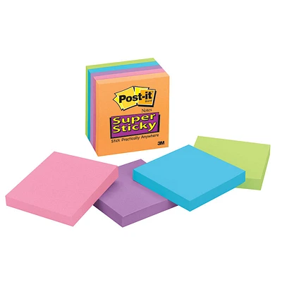3M Post-it Notes Super Sticky - Electric Glow - 3 x 3inch - 5 pads/pack