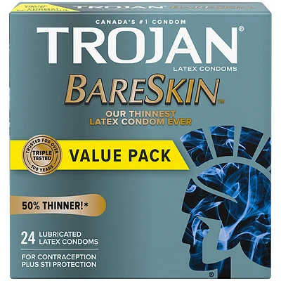 Trojan Bareskin Lubricated Condoms - 24s