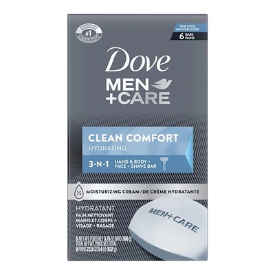 Dove Men+ Care Body and Face Bars - Clean Comfort - 6 x 106g