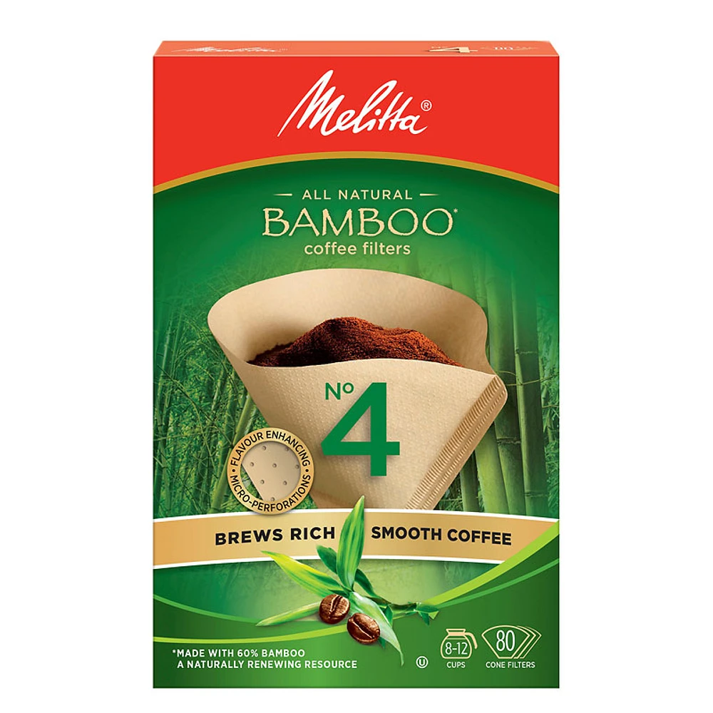 Melitta Bamboo No.4 Cone Filters - 80 pack