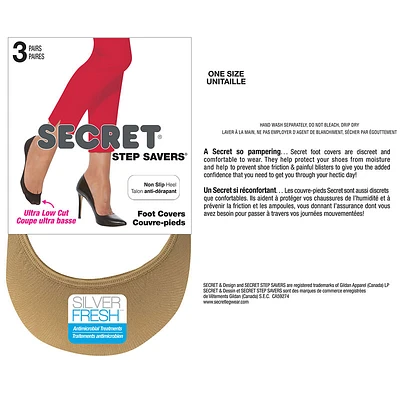 Secret Step Savers Non-Slip Heel Foot Cover - Nude - 3 pair