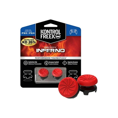 KontrolFreek Performance Thumbsticks FPS Freek Inferno Thumb grip for Sony DualSense; DualShock - Red on Black - 2 piece