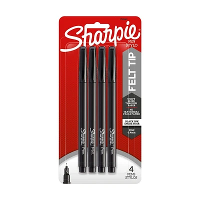 Sharpie Pen. Felt-Tip Pen Set - Black - 4 piece