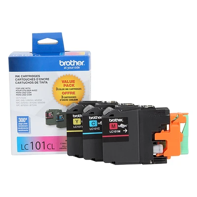Brother LC101 3 Pack Colour Printer Ink Cartridges - LC1013PKS