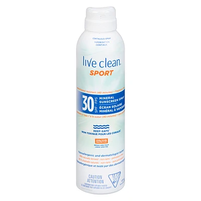 Live Clean Sport Mineral Sunscreen Spray SPF 30 - 117g