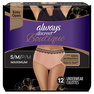 Always Discreet Boutique Maximum Protection Underwear - Small/Medium - 12s