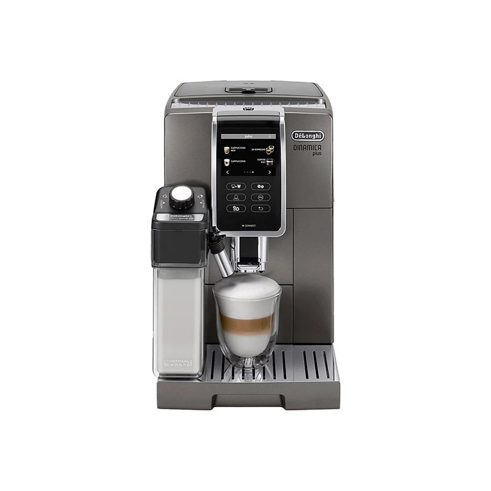 De'Longhi Dinamica Plus Fully Automatic Smart Espresso Machine with Cappuccino- Titanium