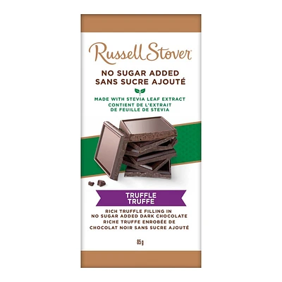 Russel Stover No Sugar Added Dark Chocolate Bar - Truffle - 85g