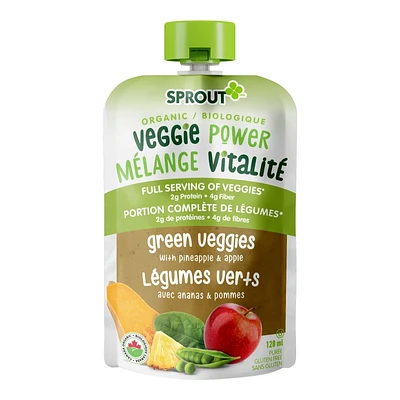 Sprout Organic Veggie Power Puree - Green Veggies - 128ml