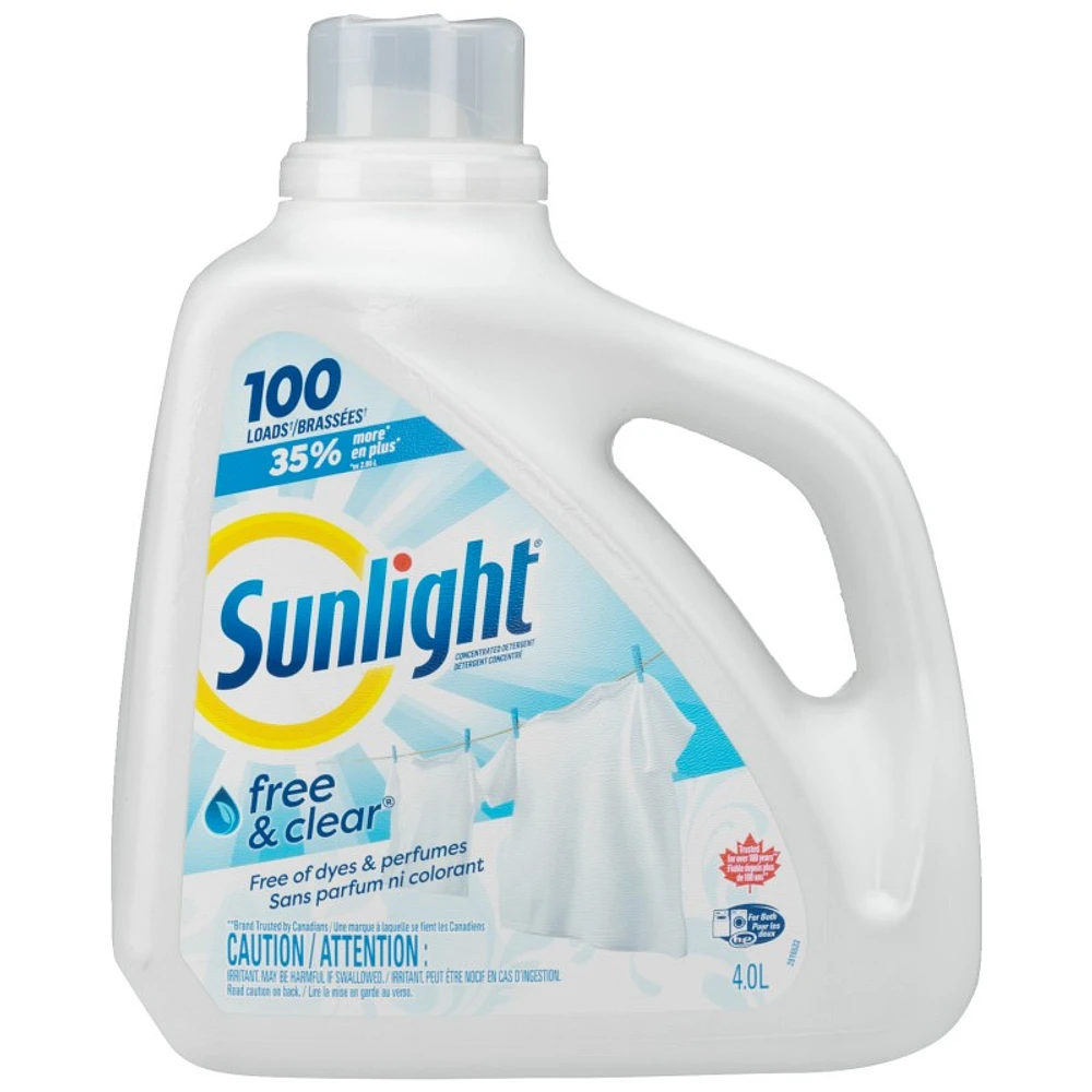 Sunlight Liquid Laundry Detergent - Free & Clear - 4.0L