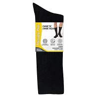 TherapyPlus Men's Diabetic Dress Crew Socks - Black/Grey - Shoe Size 7-12 - 2 pairs