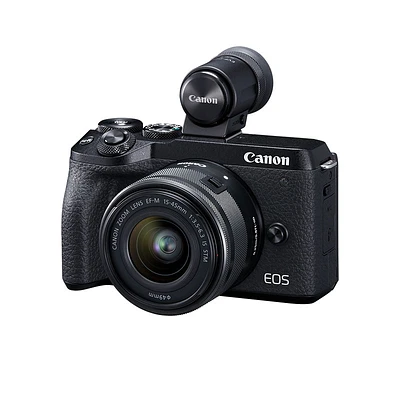 Canon EOS M6 Mark II with 15-45mm IS STM Lens and EVF-DC2 - Black - 3611C011 - Open Box or Display Models Only