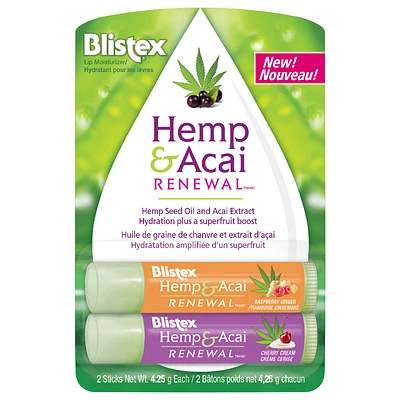 Blistex Hemp and Acai Renewal Lip Balm - 2 pack