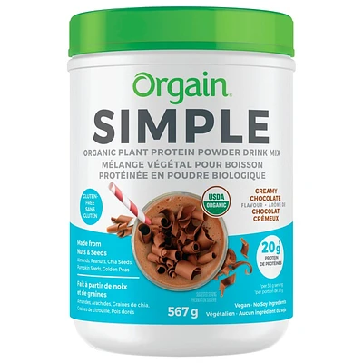Orgain Simple Organic Plant Protein Powder Drink Mix - Creamy Chocolate - 567g