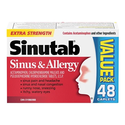 Sinutab Sinus & Allergy Extra Strength Caplets - 48's