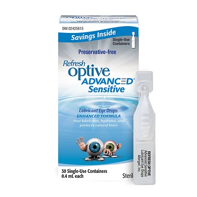 Refresh Optive Advanced Sensitive Lubricant Eye Drops - 30 x .4ml