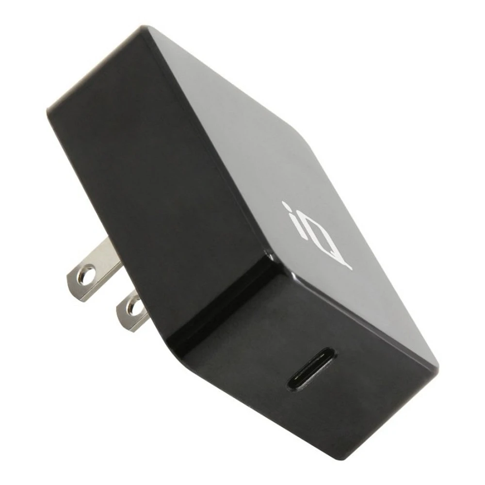 iQ 20W USB PD folding wall charger - Black - IQACPD20