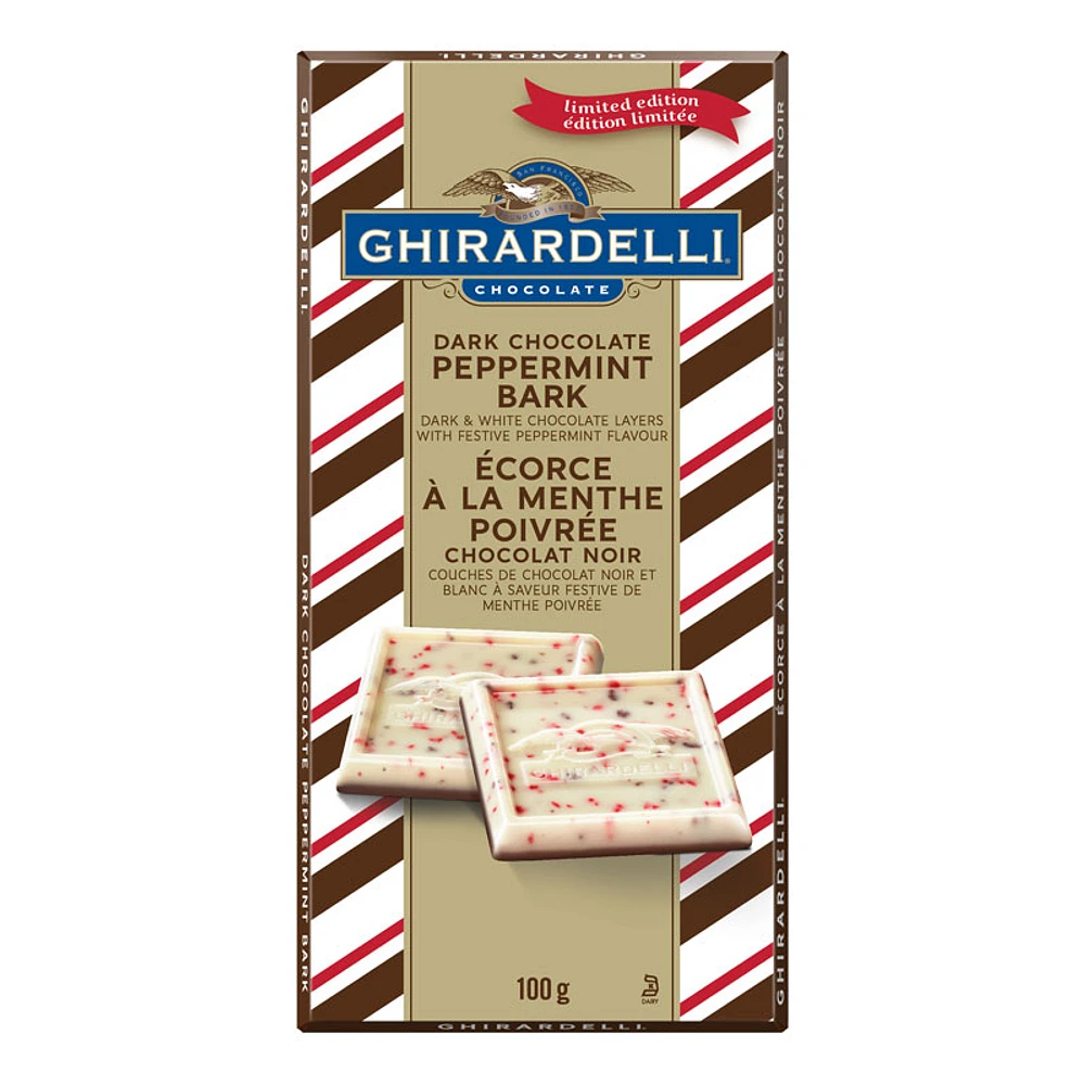 Ghirardelli Dark Chocolate Peppermint Bark Bar - 100g