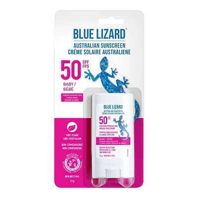 Blue Lizard Baby Australian Mineral Sunscreen Stick - SPF 50 - 14g