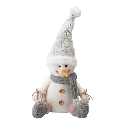 Danson Decor Decorative Figurine - Sitting Snowman with Fur Hat - Assorted