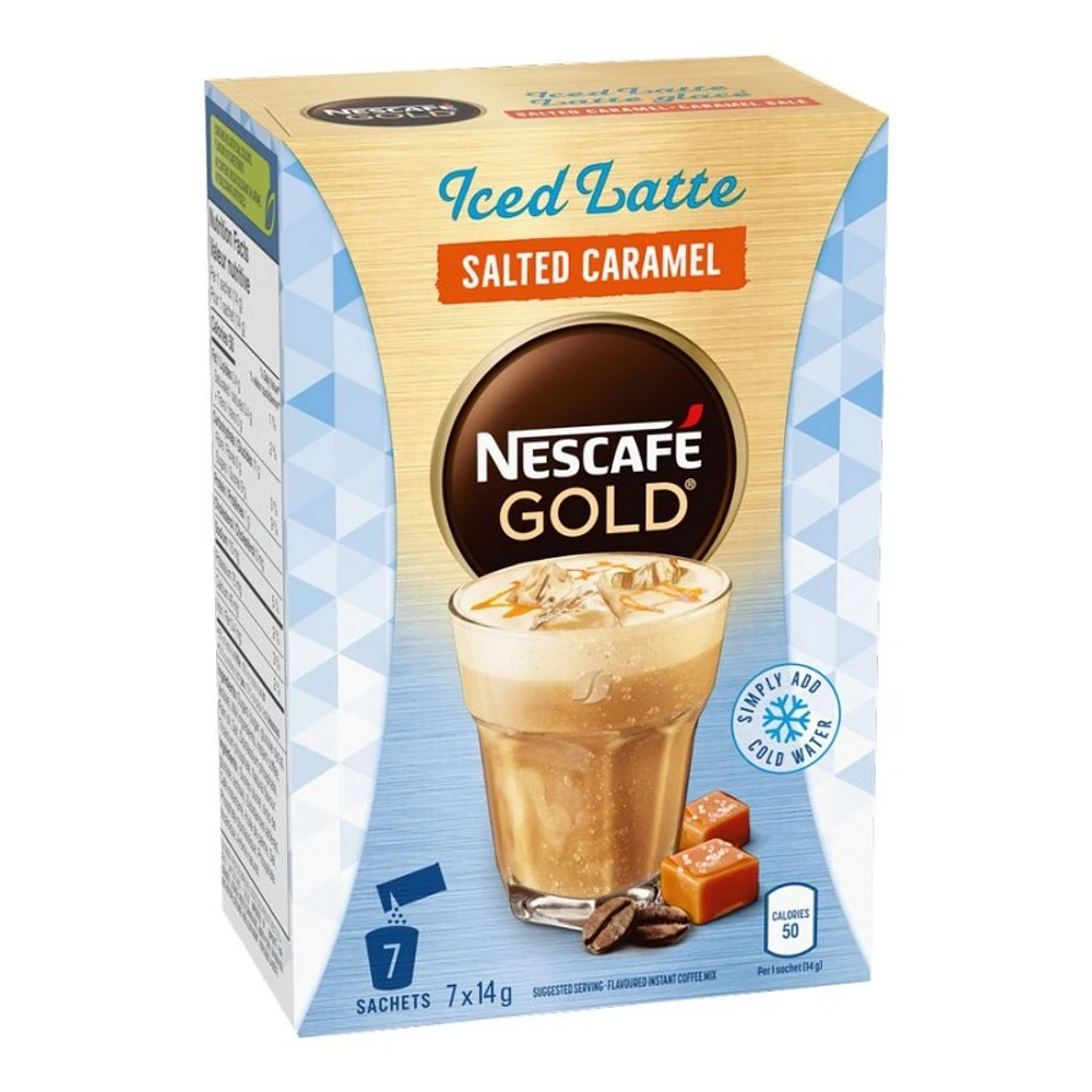 Nescafe Gold Iced Latte Coffee Mix - Salted Caramel - 7 x 14g