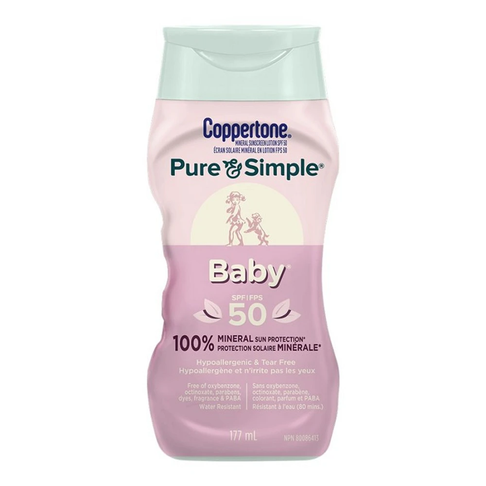 Coppertone Pure & Simple Baby Mineral Sunscreen Lotion - SPF 50 - 177ml
