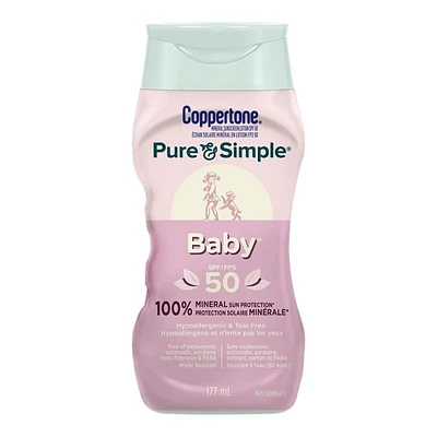 Coppertone Pure & Simple Baby Mineral Sunscreen Lotion - SPF 50 - 177ml